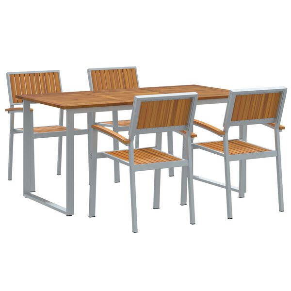 vidaXL Garten Essgruppe 5 pcs Grau Massivholz Akazie