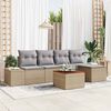 vidaXL Garten-Sofa-Set mit Kissen 6 pcs Beige Poly Rattan
