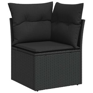 vidaXL Gartensofa-Ecke mit Kissen Schwarz Poly Rattan