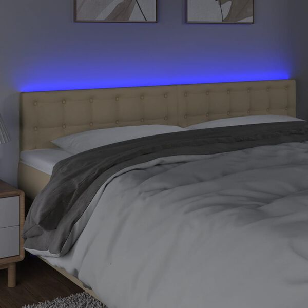 vidaXL LED Kopfteil Creme 180x5x78/88 cm Stoff