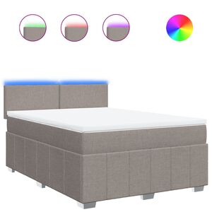 vidaXL Boxspringbett mit Matratze Taupe 140x200 cm Stoff