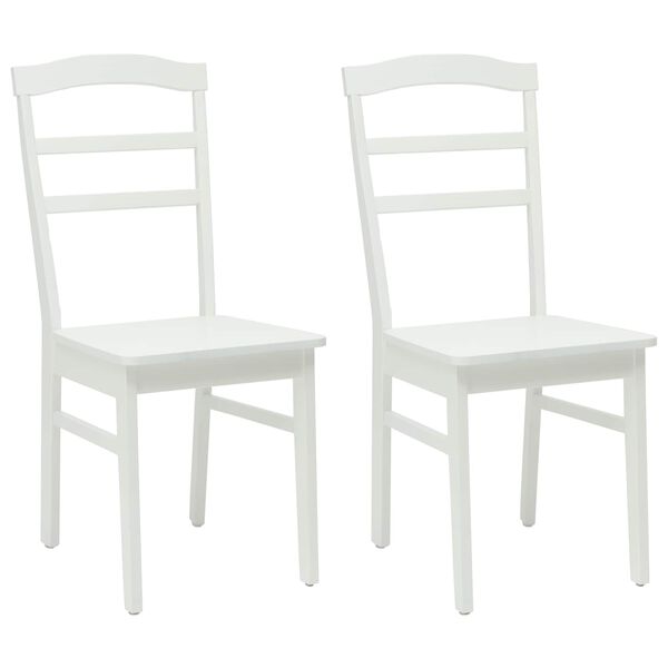 vidaXL Esszimmerstuhl 2 pcs Wei&szlig; Massives Gummiholz