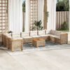 vidaXL 11-tlg. Garten-Sofagarnitur mit Kissen Beige Poly Rattan
