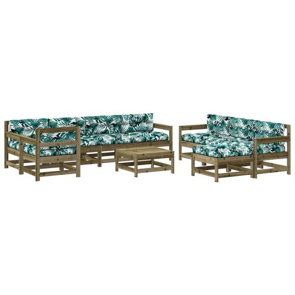 vidaXL 10-tlg. Garten-Lounge-Set mit Kissen Kiefernholz Impr&auml;gniert