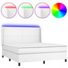 vidaXL Boxspringbett mit Matratze & LED Wei&szlig; 180x200 cm Kunstleder