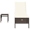vidaXL Sonnenliege mit Tisch und Auflage Braun Poly Rattan
