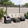 vidaXL 6-tlg. Garten-Sofagarnitur mit Kissen Schwarz Poly Rattan
