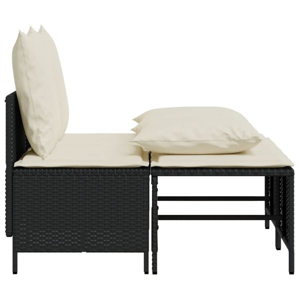 vidaXL 4-tlg. Garten-Sofagarnitur mit Kissen Schwarz Poly Rattan