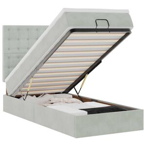 vidaXL Ottoman-Bett mit Matratzen Hellgrau 90x200 cm Samt