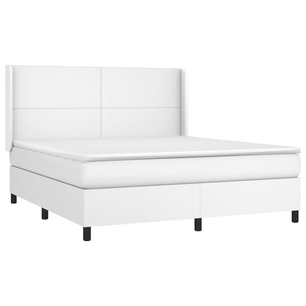 vidaXL Boxspringbett mit Matratze & LED Wei&szlig; 180x200 cm Kunstleder