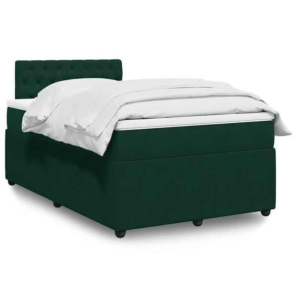 vidaXL Boxspringbett mit Matratze Dunkelgr&uuml;n 120x200 cm Samt