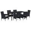 vidaXL Garten Essgruppe 7 stk. Schwarz Poly-Rattan