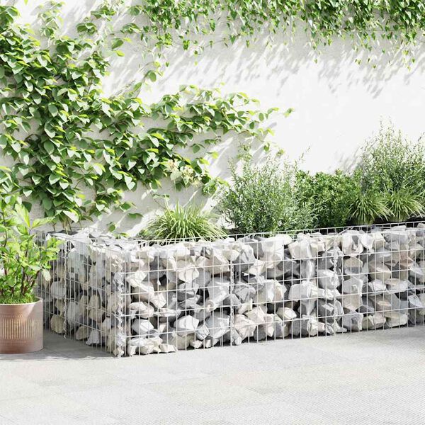 vidaXL Gabionenwand mit Abdeckung Verzinkter Stahl 600&times;50&times;50 cm