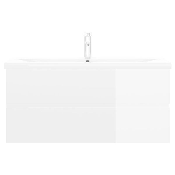 vidaXL Waschbeckenunterschrank mit Einbaubecken Hochglanz-Wei&szlig;