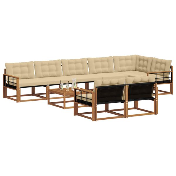 vidaXL Outdoor-Sofagarnitur mit Kissen 9 pcs Natur und Beige