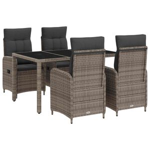 vidaXL Outdoortisch-Set 5 stk. Hellgrau und Dunkelgrau Poly-Rattan