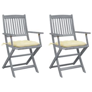vidaXL Klappbare Gartenst&uuml;hle 2 Stk. mit Kissen Massivholz Akazie
