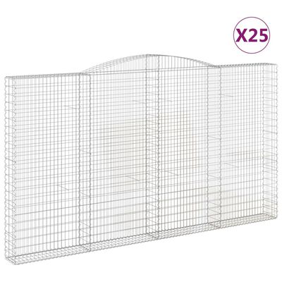 vidaXL Gabionen mit Hochbogen 25Stk. 400x30x220/240cm Verzinktes Eisen