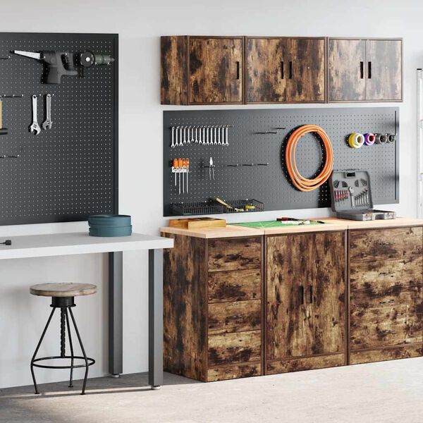 vidaXL Garagenschr&auml;nke 2 Stk. R&auml;uchereiche Holzwerkstoff