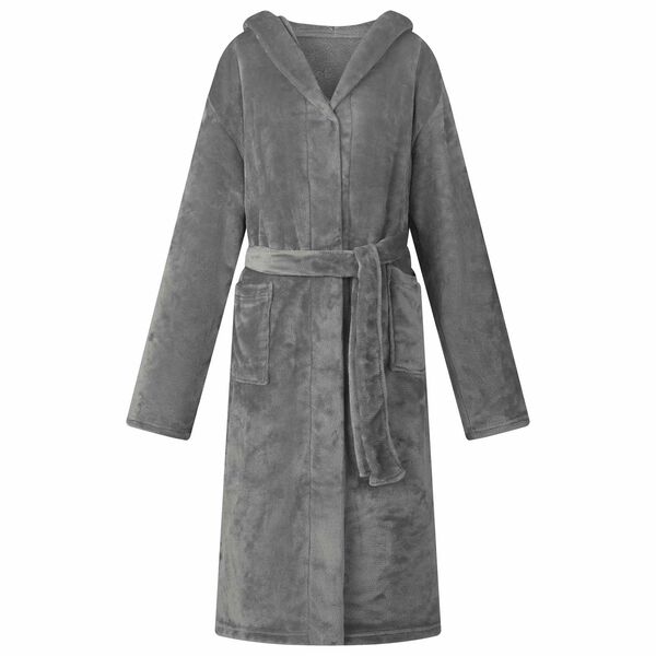 vidaXL Bademantel Hoodie Dunkelgrau XXL Flanell