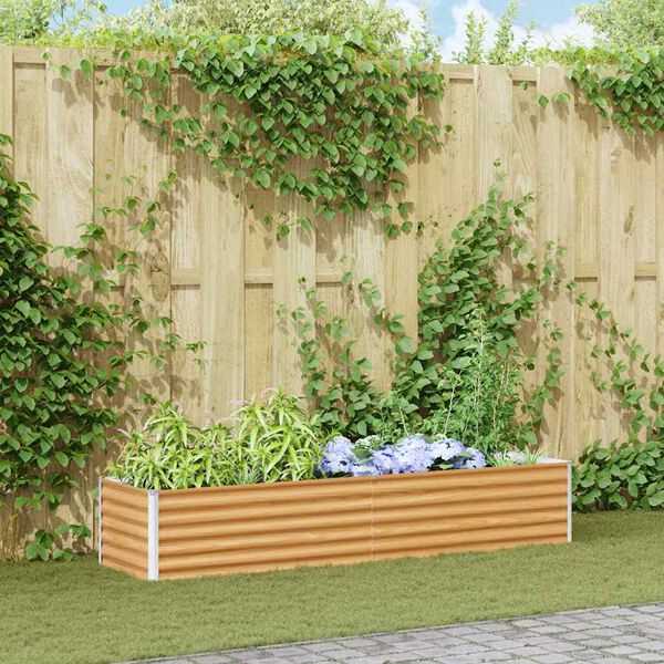 vidaXL Hochbeet Hellbraun 195 x 50 x 36 cm Verzinkter Stahl