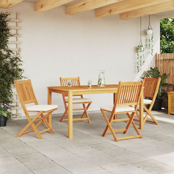 vidaXL Klappstuhl 4 pcs Wei&szlig; 49 x 57,5 x 92 cm Massivholz Akazie