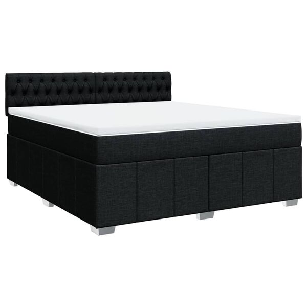 vidaXL Boxspringbett mit Matratze Schwarz 180x200 cm Stoff