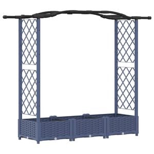 vidaXL Hochbeet mit Rankgitter und Dach Grau 169 x 40 x 123 cm PP