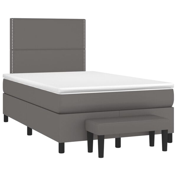 vidaXL Boxspringbett mit Matratze Grau 120x200 cm Kunstleder