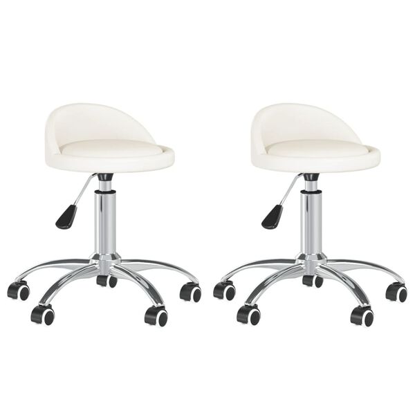 vidaXL Esszimmerstühle 2 Stk. Drehbar Weiß Kunstleder