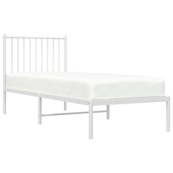vidaXL Metallbett ohne Matratze mit Kopfteil Wei&szlig; 75x190 cm