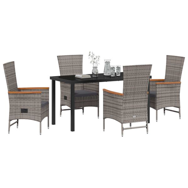 vidaXL Garten Essgruppe 5 pcs Grau Pulverbeschichteter Stahl
