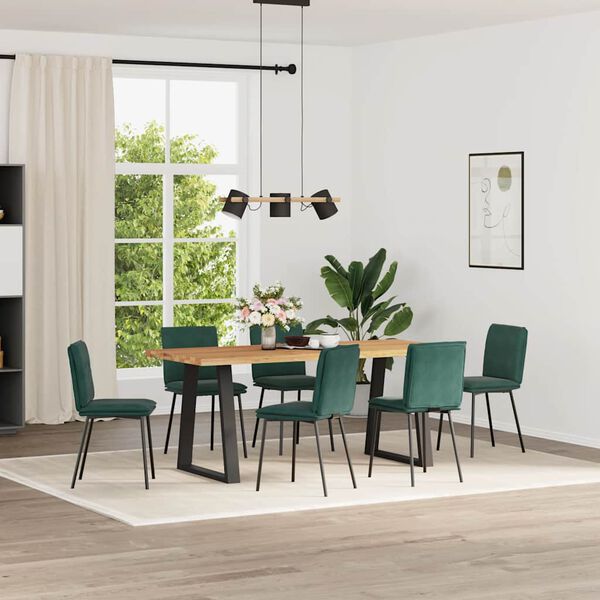 vidaXL Esszimmerst&uuml;hle 6 Stk. Dunkelgr&uuml;n Samt