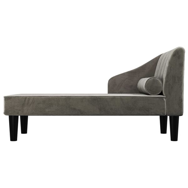 vidaXL Chaiselongue mit Nackenrolle Dunkelgrau Samt