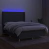 vidaXL Boxspringbett mit Matratze & LED Dunkelgrau 140x200 cm Stoff
