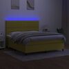 vidaXL Boxspringbett mit Matratze & LED Gr&uuml;n 180x200 cm Stoff