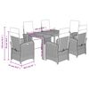 vidaXL 7-tlg. Garten-Essgruppe mit Kissen Grau Poly Rattan