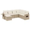 vidaXL 7-tlg. Garten-Sofagarnitur mit Kissen Beige Poly Rattan