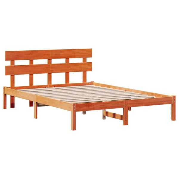 vidaXL Bettgestell mit Kopfteil Braun 160 x 200 cm Massivholz Kiefer