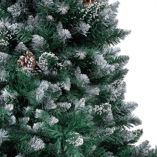 vidaXL K&uuml;nstlicher Weihnachtsbaum mit Beleuchtung Kugeln Zapfen 180 cm