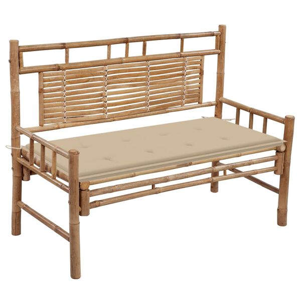 vidaXL Gartenbank mit Auflage 120 cm Bambus