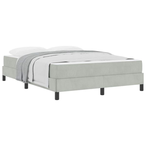 vidaXL Boxspringbett mit Matratze Hellgrau 160 x 200 cm Stoff