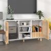 vidaXL Sideboard Weiß 105x30x60 cm Massivholz Kiefer und Natur-Rattan