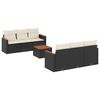 vidaXL 7-tlg. Garten-Sofagarnitur mit Kissen Schwarz Poly Rattan