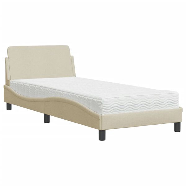 vidaXL Bett mit Matratze "Dover" Creme 90x190 cm Stoff