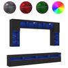 vidaXL 8-tlg. TV-Wohnwand mit LED-Leuchten Schwarz