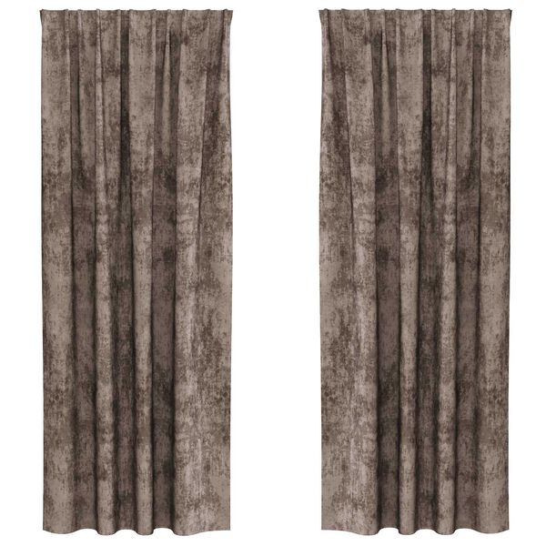vidaXL Samtvorh&auml;nge mit Vorh&auml;ngen 2 pcs Cappuccino 245 x 140 cm Samt