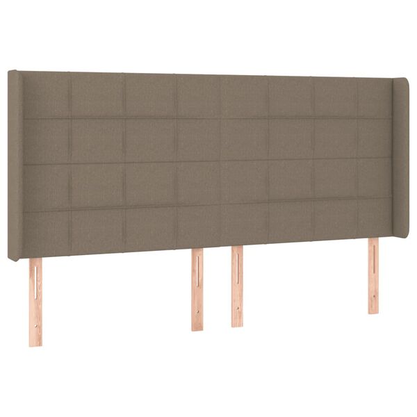 vidaXL LED Kopfteil Taupe 203x16x118/128 cm Stoff