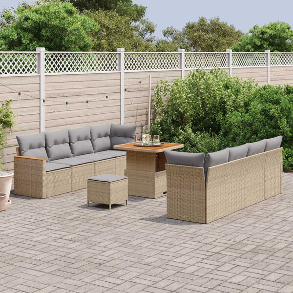 vidaXL Gartensofa-set 11 pcs Beige Poly-Rattan