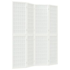 vidaXL 4-tlg. Paravent Japanischer Stil Faltbar 160x170 cm Wei&szlig;